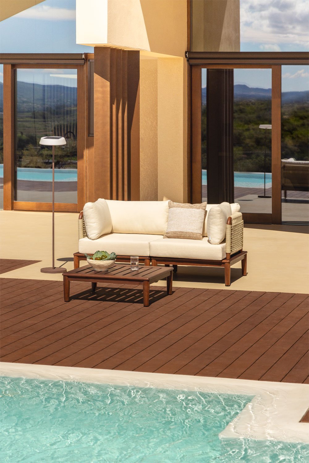 Garten-Set mit 2-teiligen modularen Sofa, 2 Ecksesseln und Couchtisch aus Akazienholz Giulia, Galeriebild 1