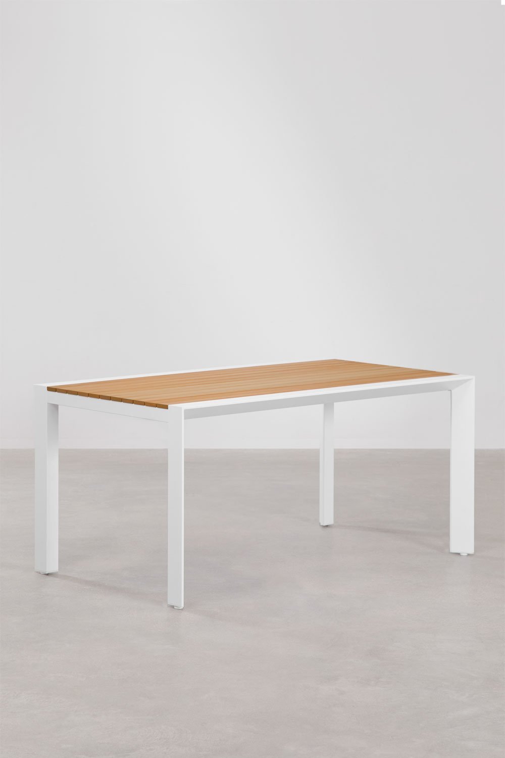 Archer Classic rechteckiges Tischset aus Holz und Aluminium (160 x 90 cm) und 6 stapelbare Gartenstühle von Ores           , Galeriebild 2