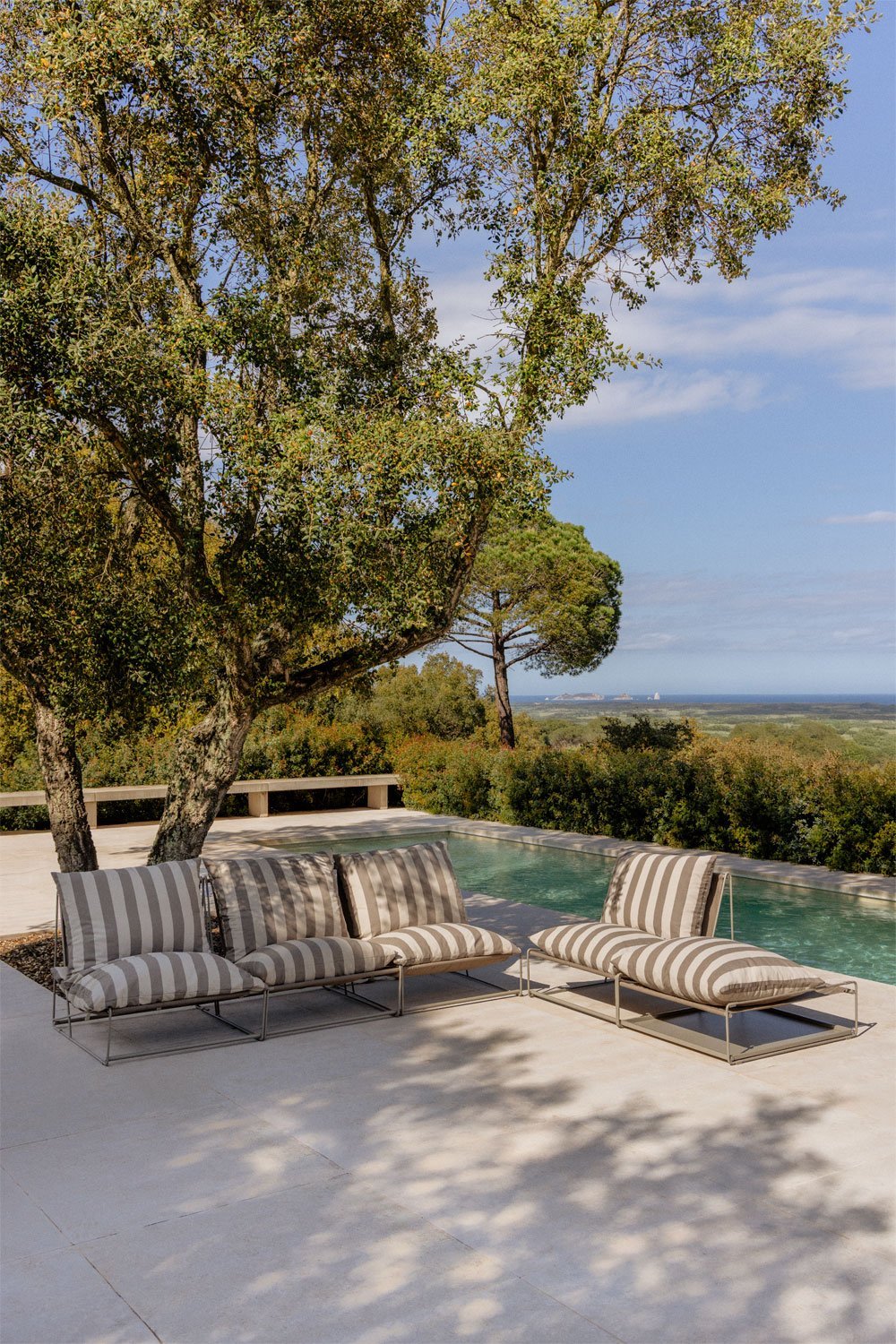 4-teiliges modulares Gartensofa mit Amaro-Umwandlungshocker, Galeriebild 2
