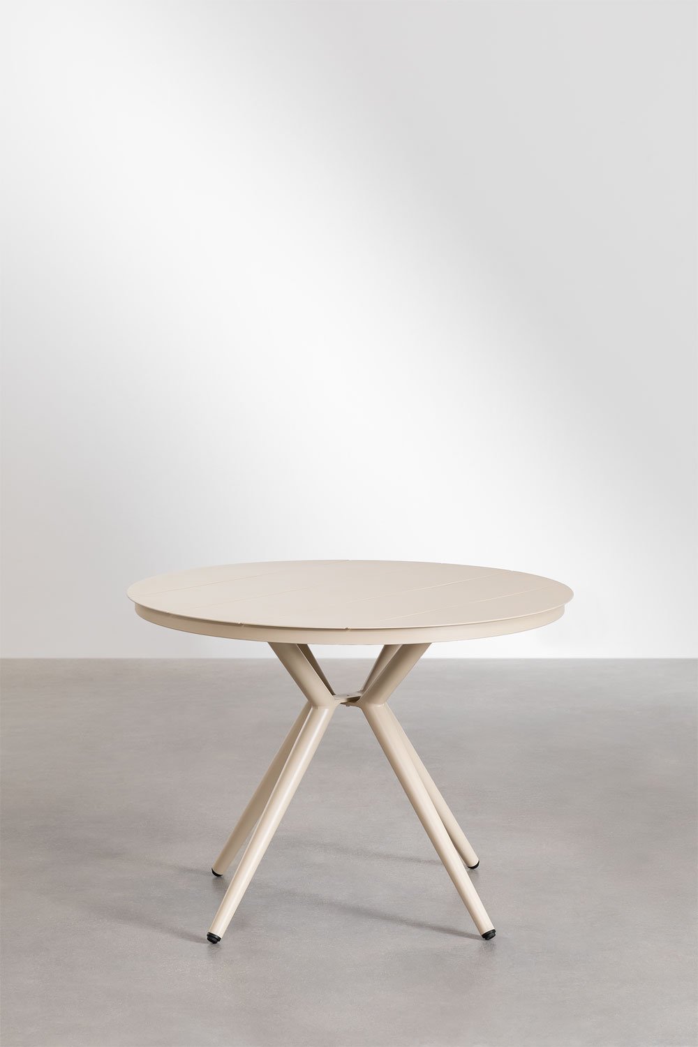 Set aus runder Tisch Ø100 cm Valerie und 4 Gartenstühlen mit Armlehnen aus Aluminium Alberta, Galeriebild 3