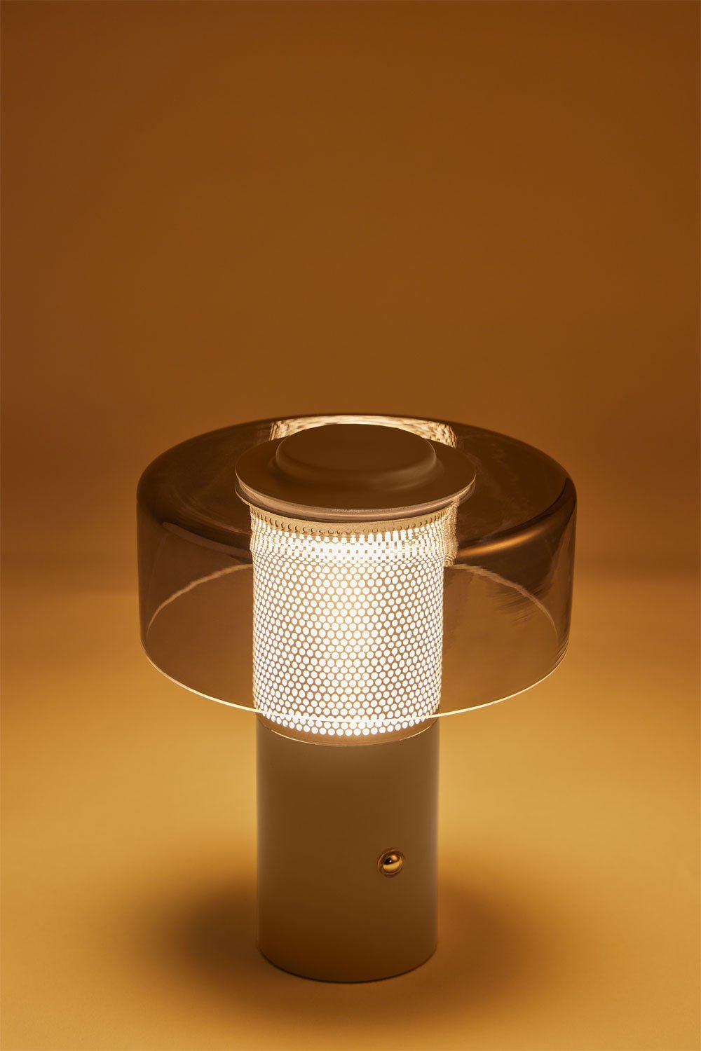 Kabellose LED-Tischleuchte Elfriede aus Glas und Stahl , Galeriebild 2
