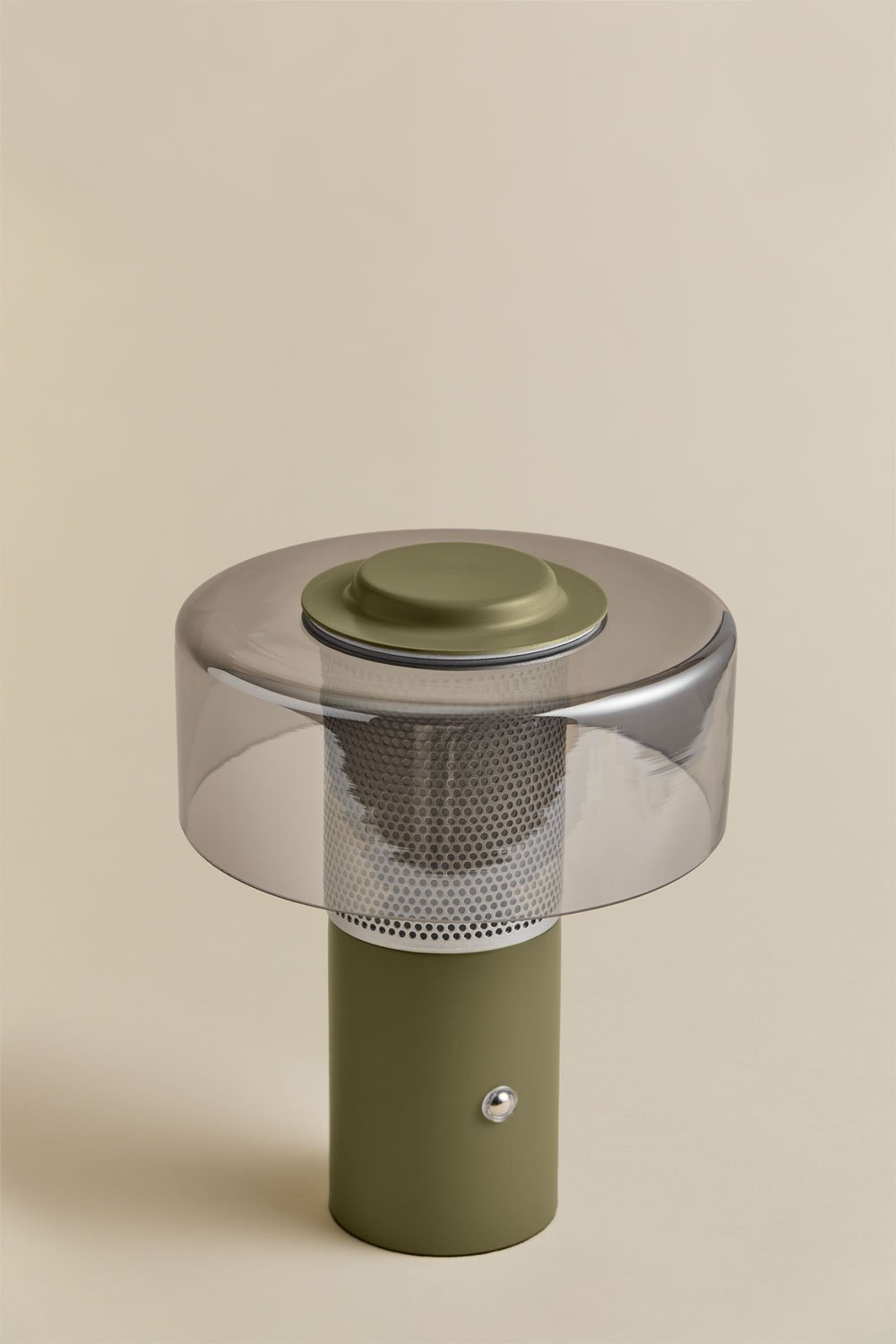 Kabellose LED-Tischleuchte Elfriede aus Glas und Stahl , Galeriebild 1