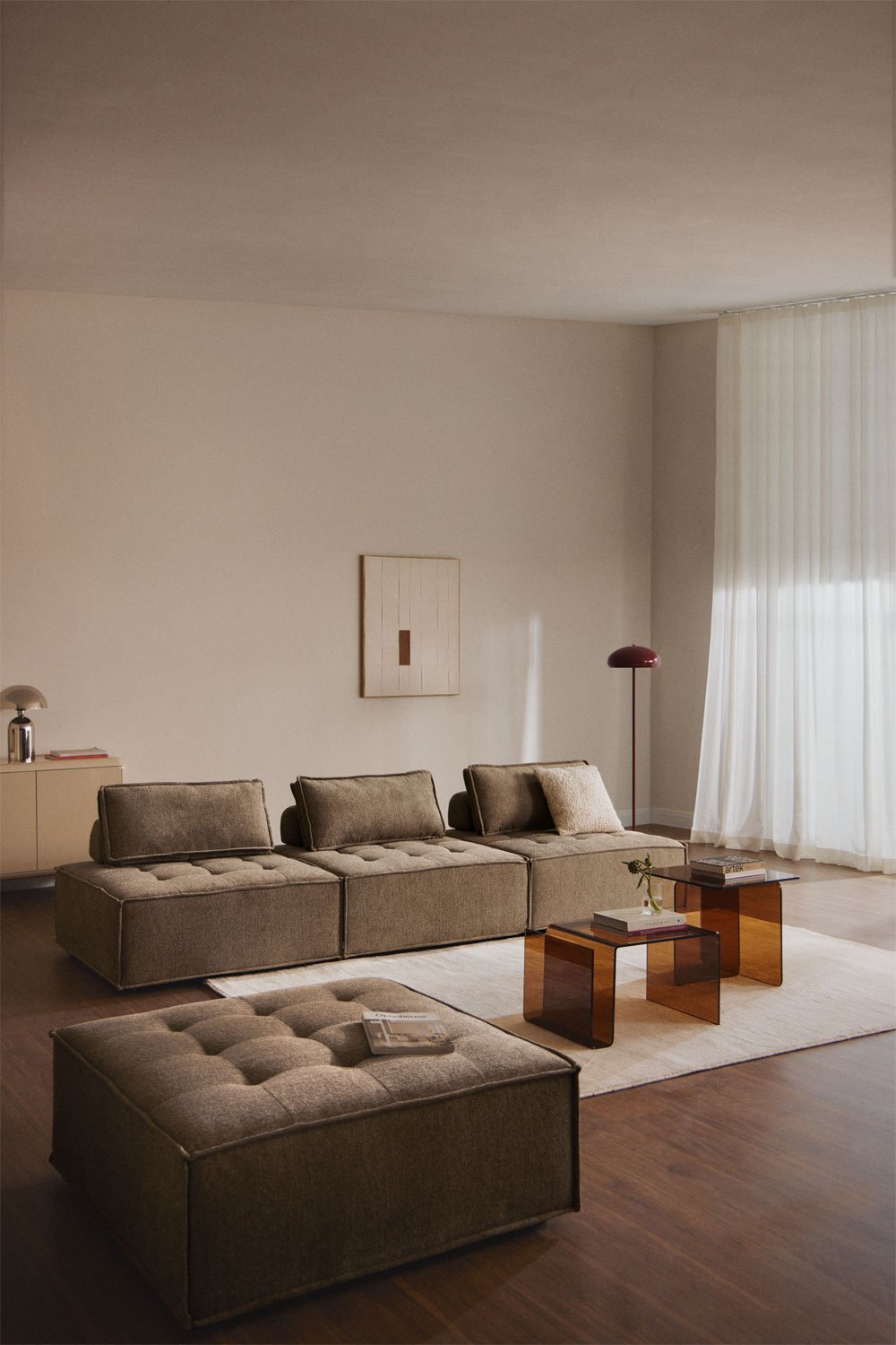 3-teiliges modulares Sofa und Ottomane im Stoff Vermont, Galeriebild 1