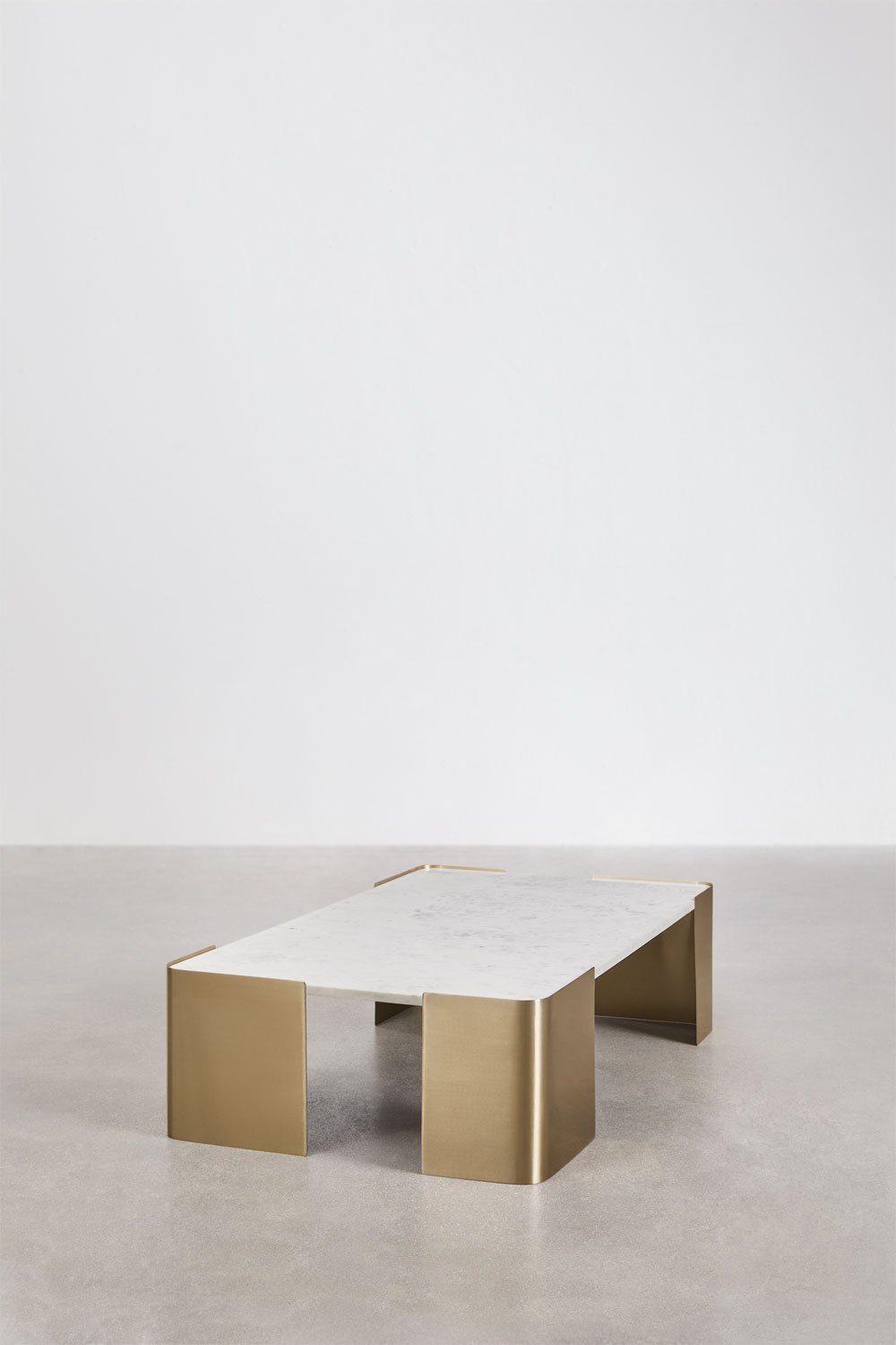 Rechteckiger Couchtisch 110x70 cm aus Marmor und Edelstahl Bemerit, Galeriebild 4