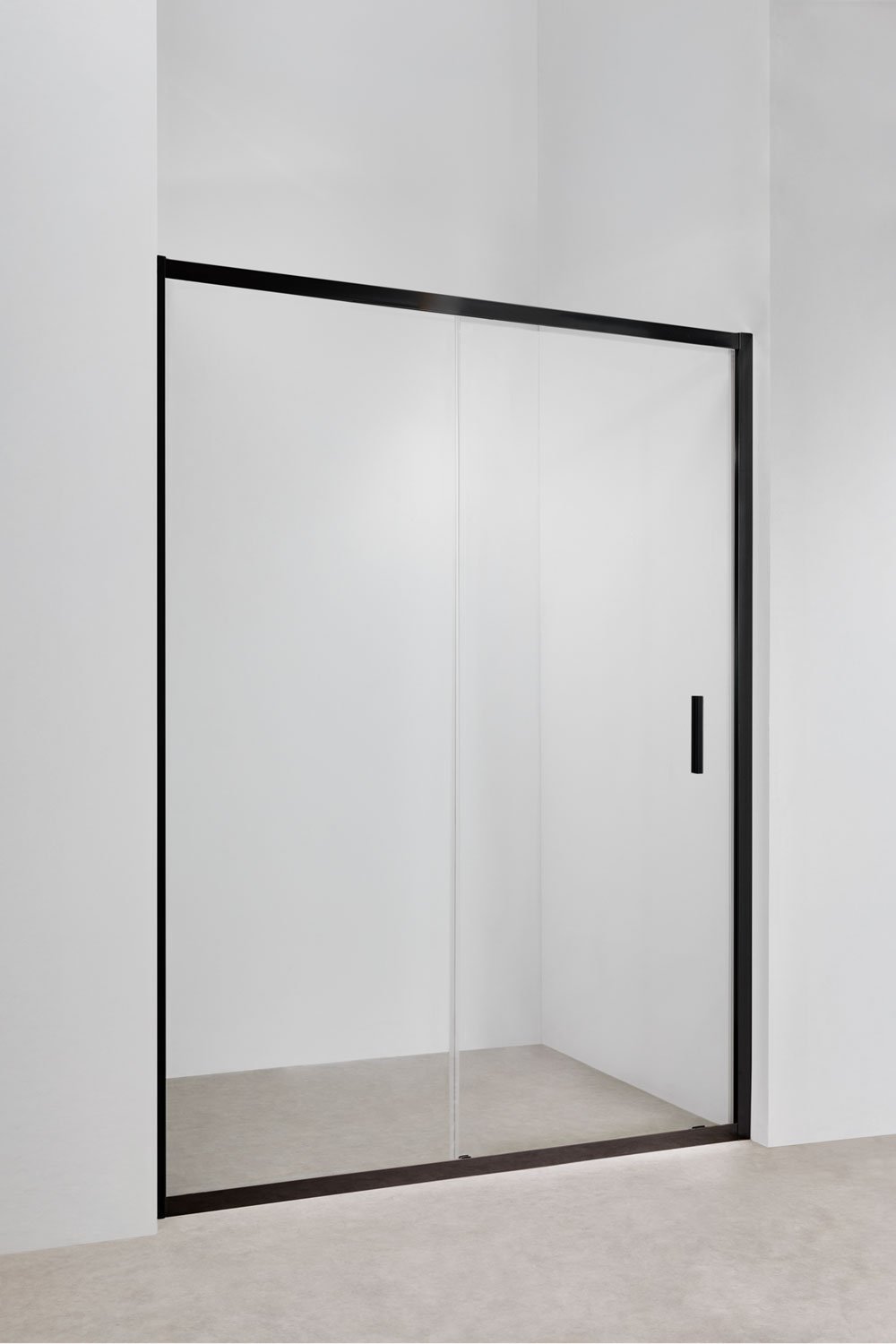 Duschwand mit Frontzugang und Schiebetür, 6 mm gehärtetes Glas und Dover-Aluminium, Galeriebild 2