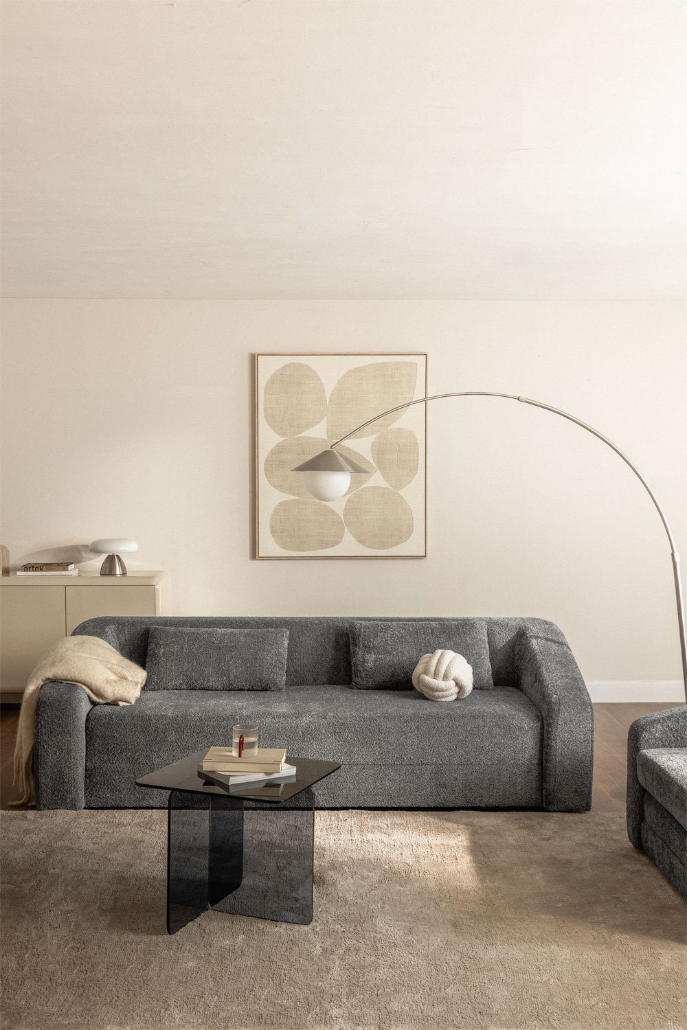 Dalila 3-Sitzer-Schlafsofa aus Bouclé-Stoff, Galeriebild 1