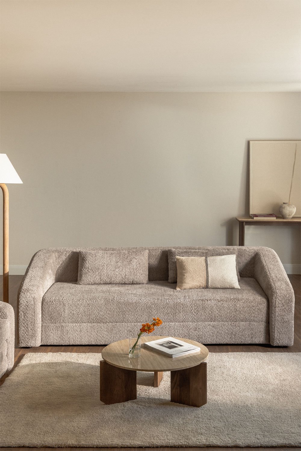 Dalila 3-Sitzer-Schlafsofa aus Bouclé-Stoff, Galeriebild 1