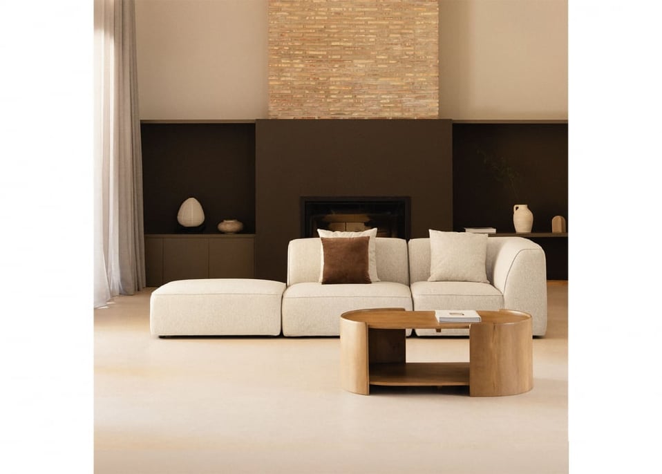 Cardea 2-teiliges modulares Ecksofa mit gepolstertem Hocker