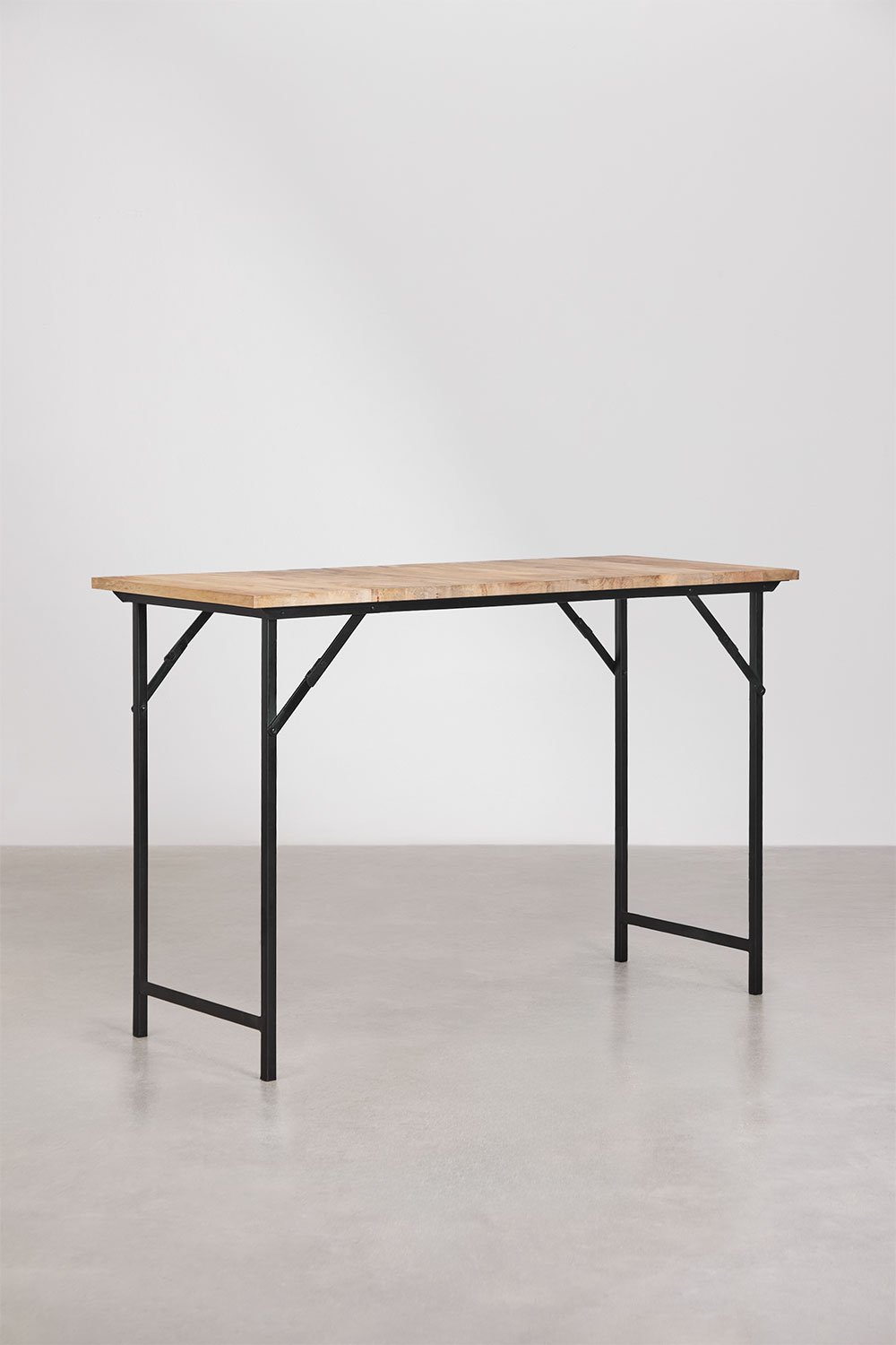 Rechteckiger Stehtisch 160x65 cm aus Mangoholz und Fer-Eisen, Galeriebild 1