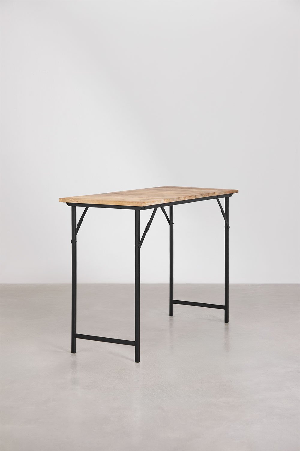 Rechteckiger Stehtisch 160x65 cm aus Mangoholz und Fer-Eisen, Galeriebild 2