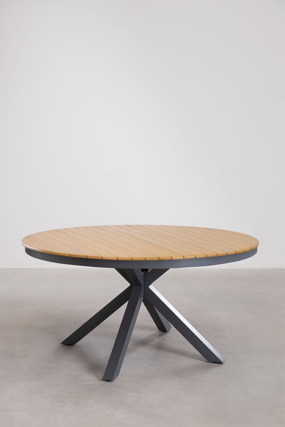 Runder Gartentisch aus Aluminium und Eukalyptusholz Archer, Galeriebild 2
