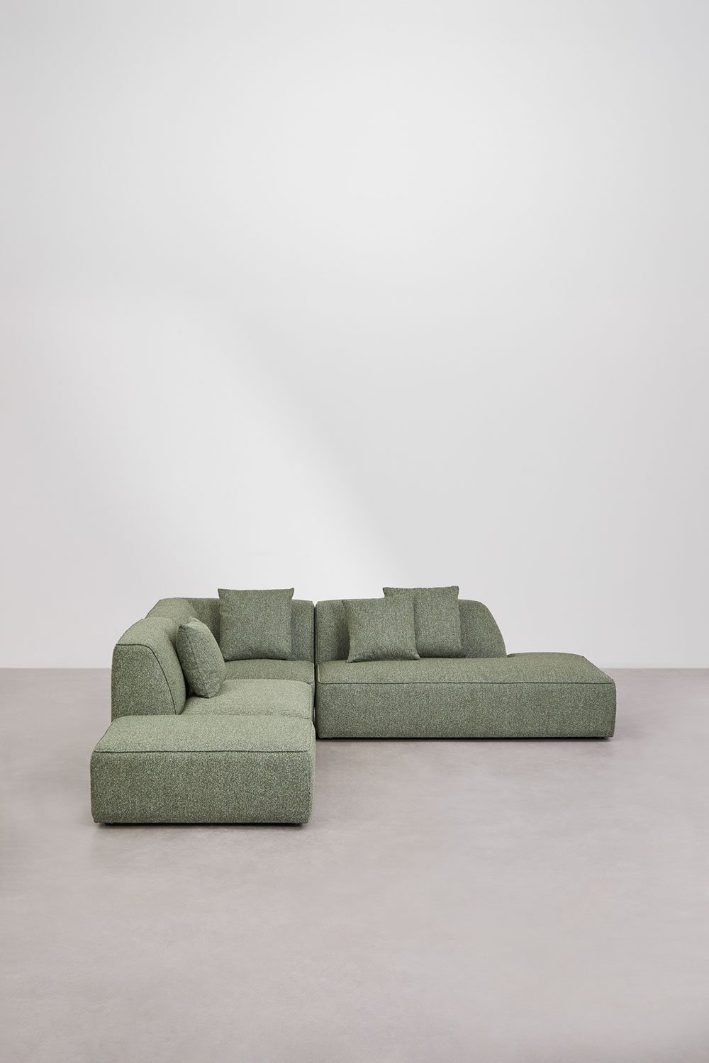Cardea 3-teiliges modulares Ecksofa mit rechter Chaiselongue und gepolstertem Pouf, Galeriebild 5