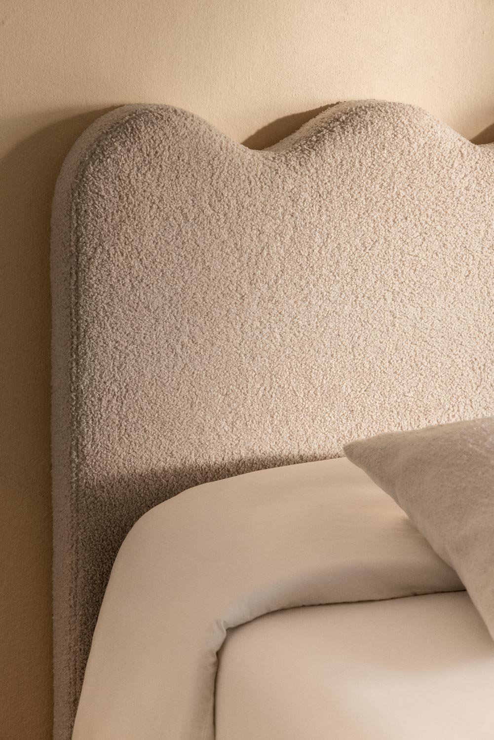 Bettkopfteil für 90cm in beige-creme Plüschstoff Fausto, Galeriebild 2