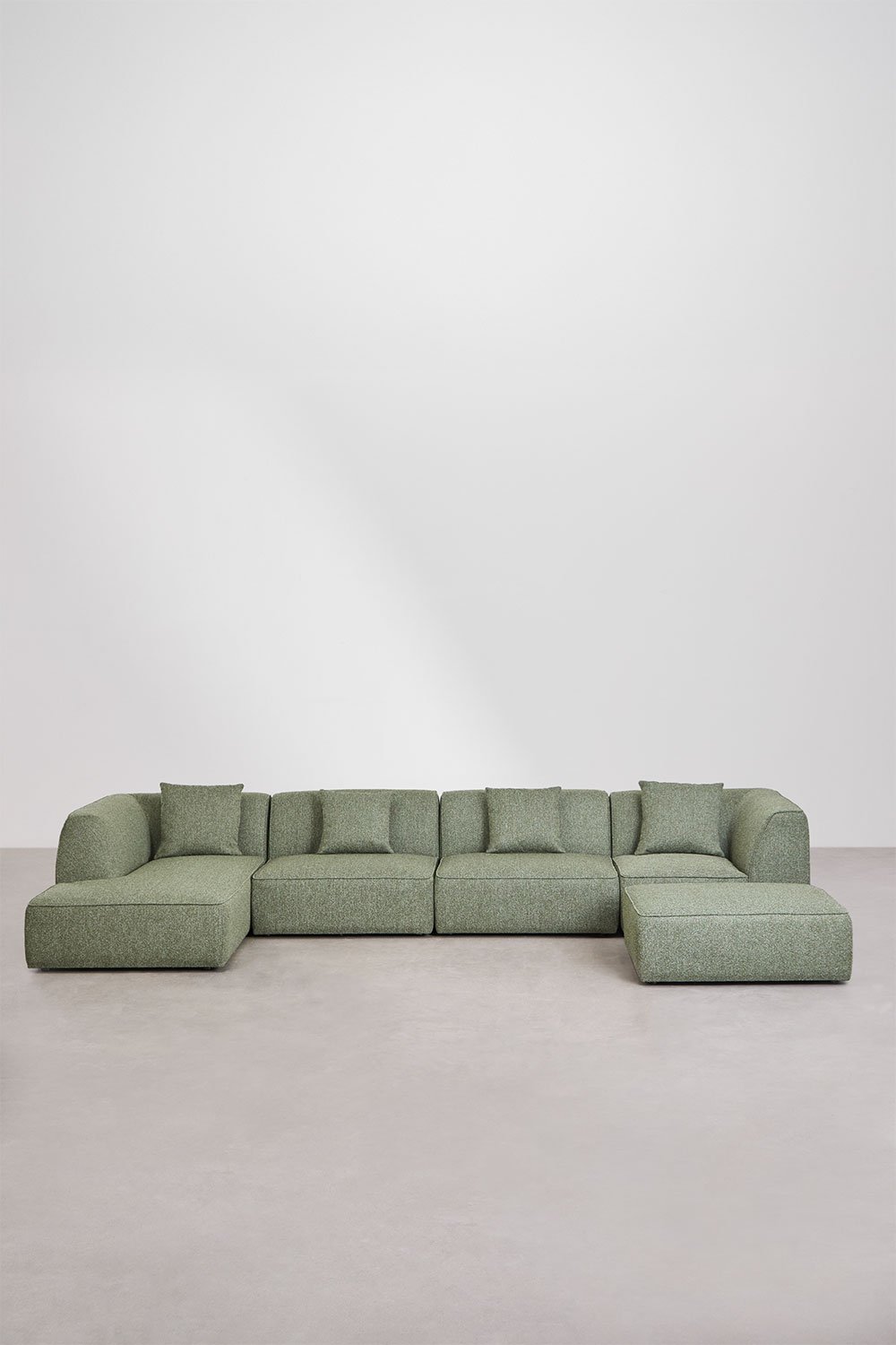 4-teiliges Chaiselongue-Modulsofa linksseitig mit gepolstertem Cardea-Hocker, Galeriebild 5