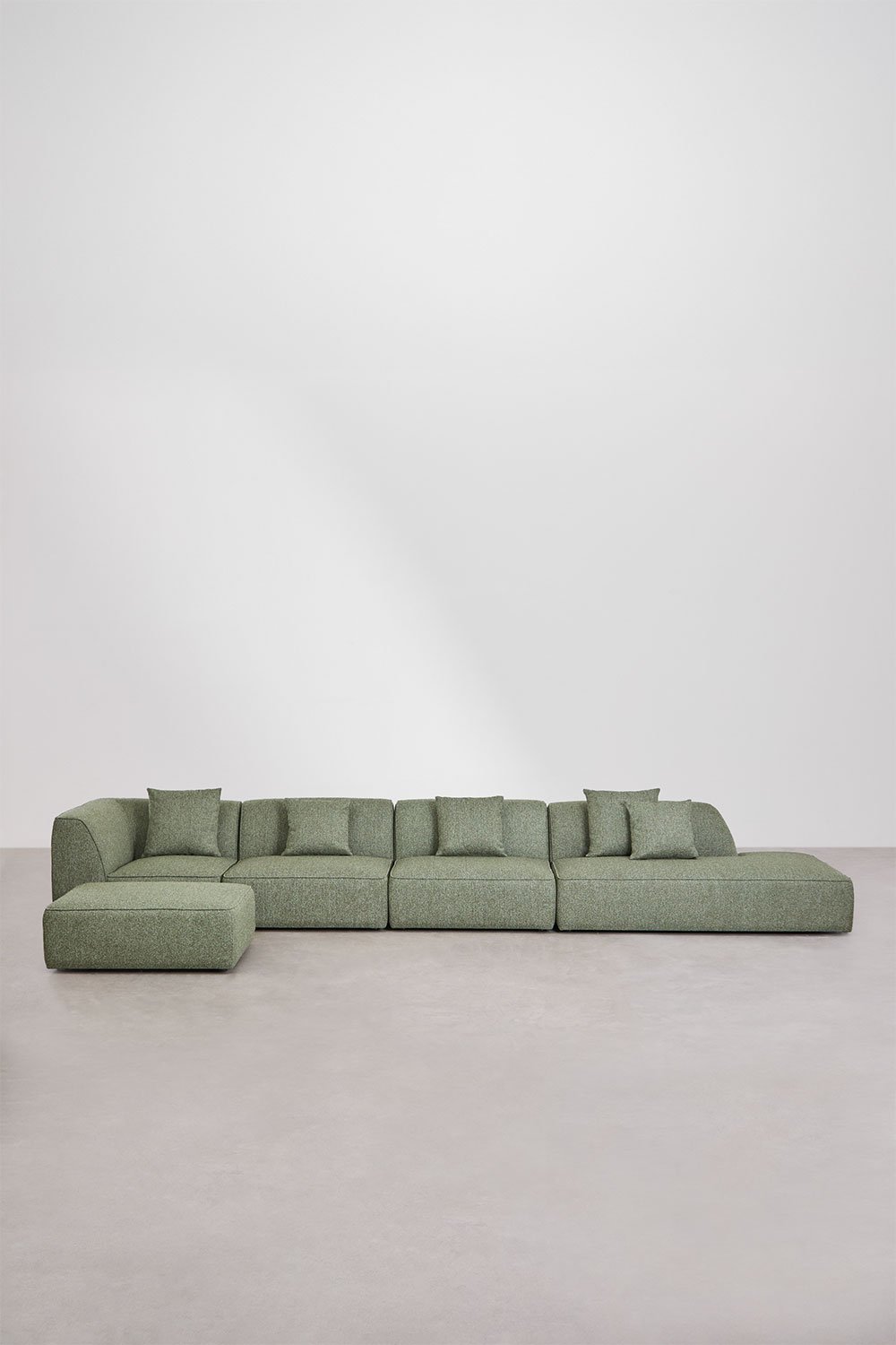 Cardea 4-teiliges modulares Ecksofa mit Chaiselongue rechts und gepolstertem Hocker, Galeriebild 5