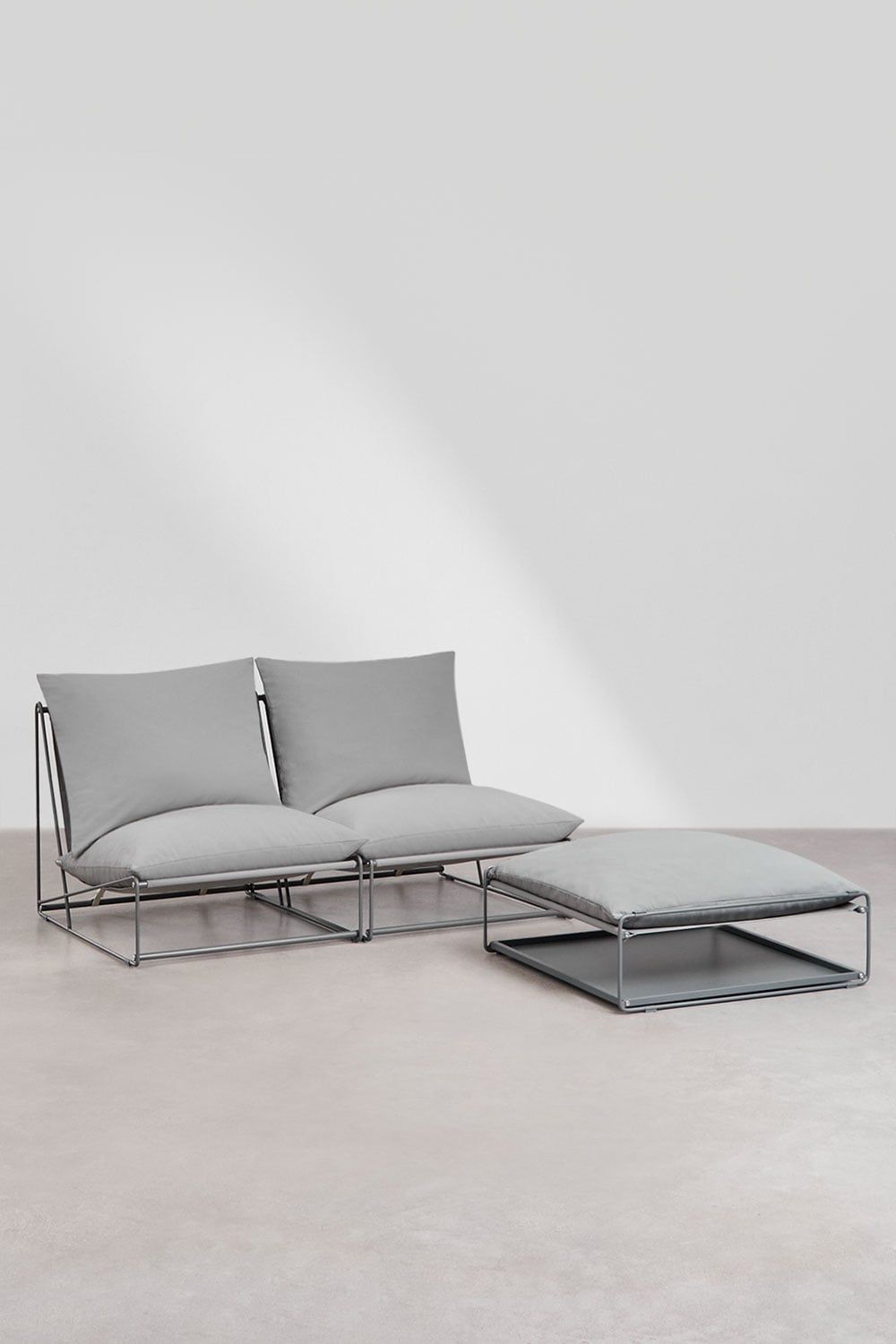 Modulares 2-teiliges Garten-Sofa mit umwandelbarem Pouf Amaro, Galeriebild 4