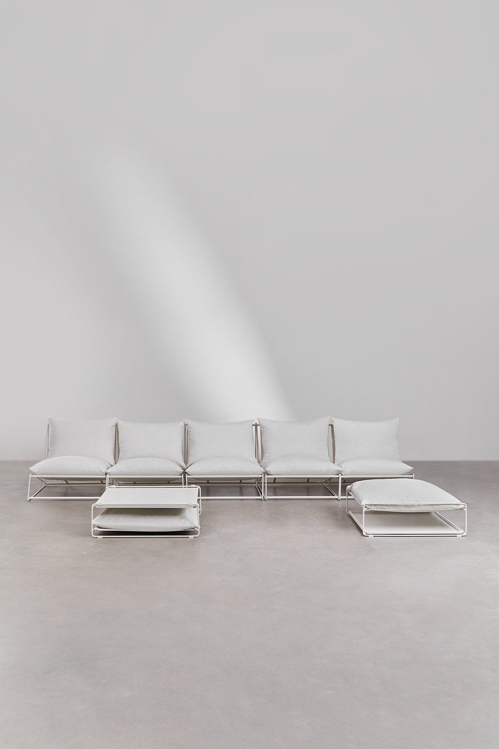 5-teiliges Garten-Set mit modularer Sofa, Beistelltisch und wandelbarem Pouf Amaro, Galeriebild 4