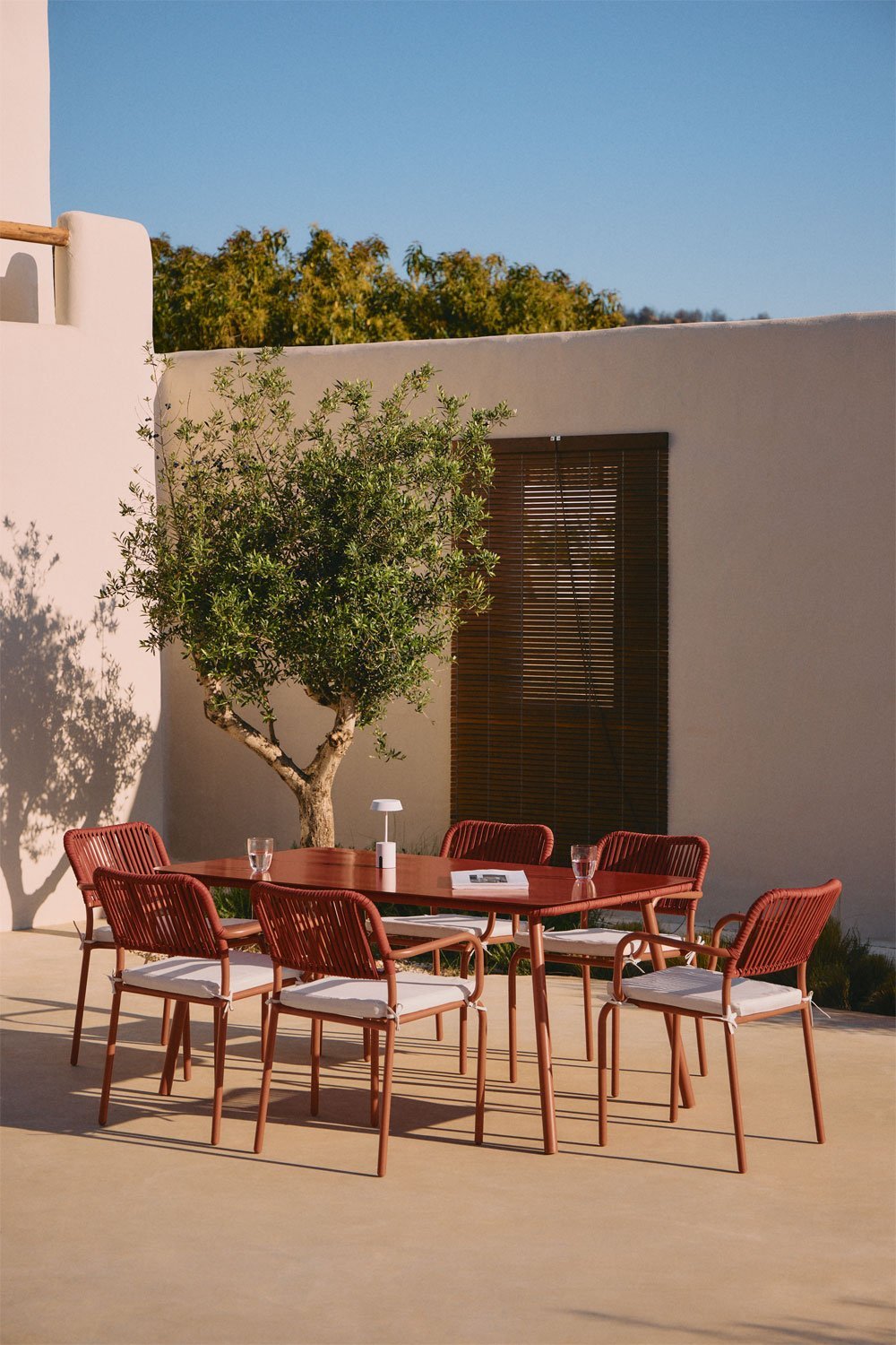 Arhiza rechteckiges Tischset, 160 x 90 cm, und 6 stapelbare Gartenstühle aus Aluminium., Galeriebild 1