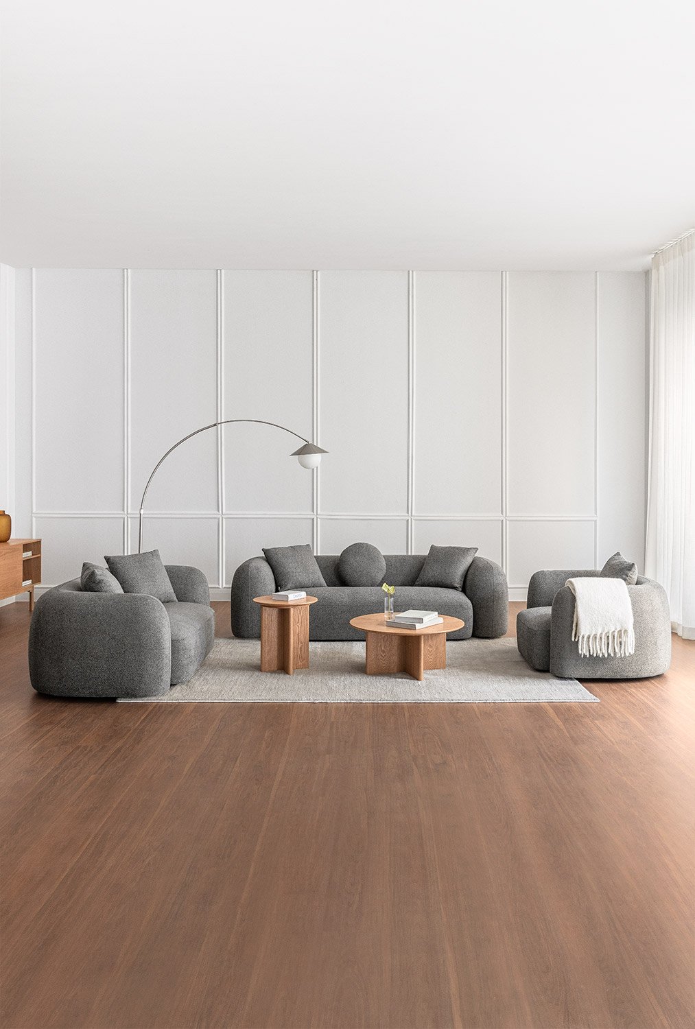 Wohnzimmer-Set mit modularem 3-Sitzer-Sofa, 2-Sitzer-Sofa und Sessel in Coco Chenille, Galeriebild 1