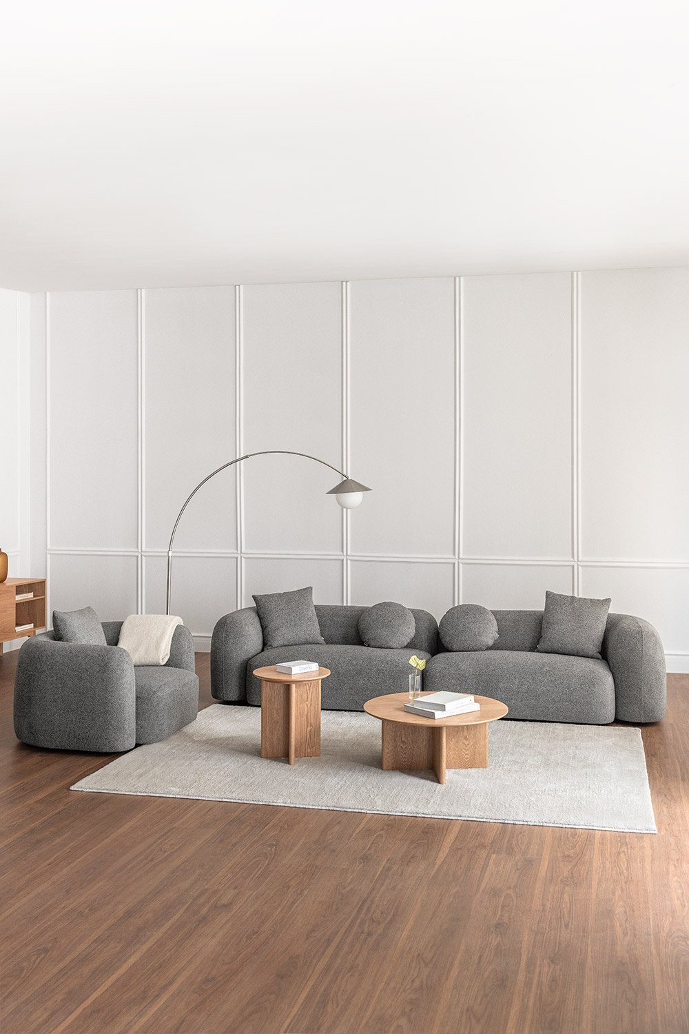Wohnzimmer-Set mit 2-teiliger modularer Sofagarnitur und Sessel in Coco Chenille, Galeriebild 1