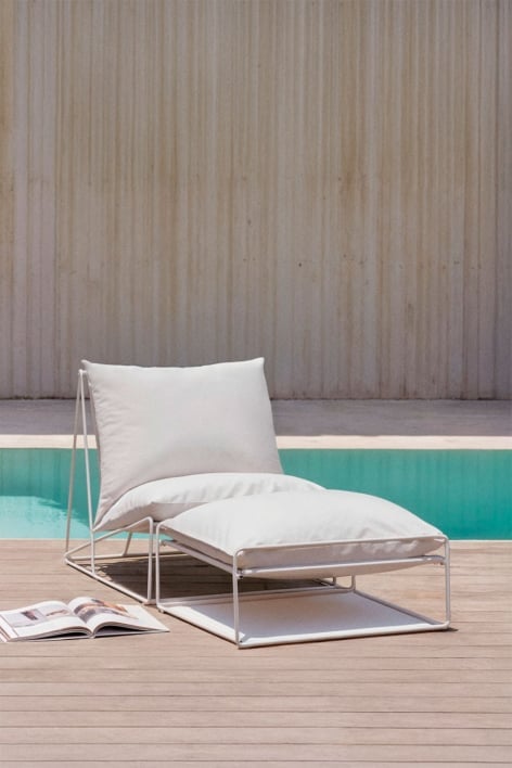 Amaro Garten-Set mit Sessel und umwandelbarem Pouf - Gardenia Weiß