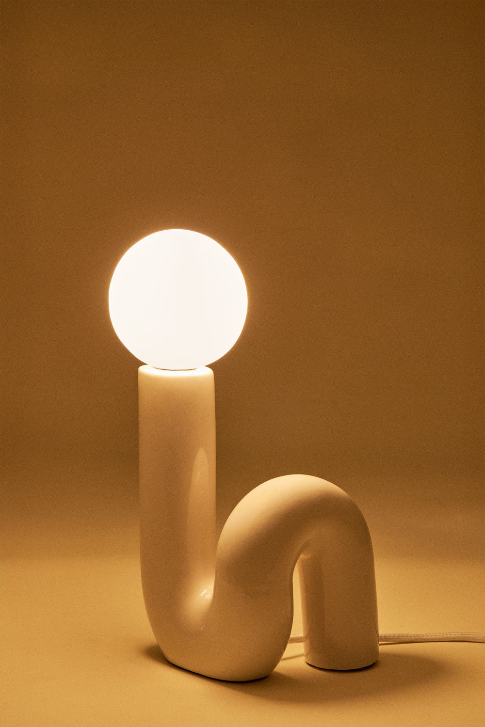 Keramik-Tischlampe mit Vireto-Glaskugel, Galeriebild 4