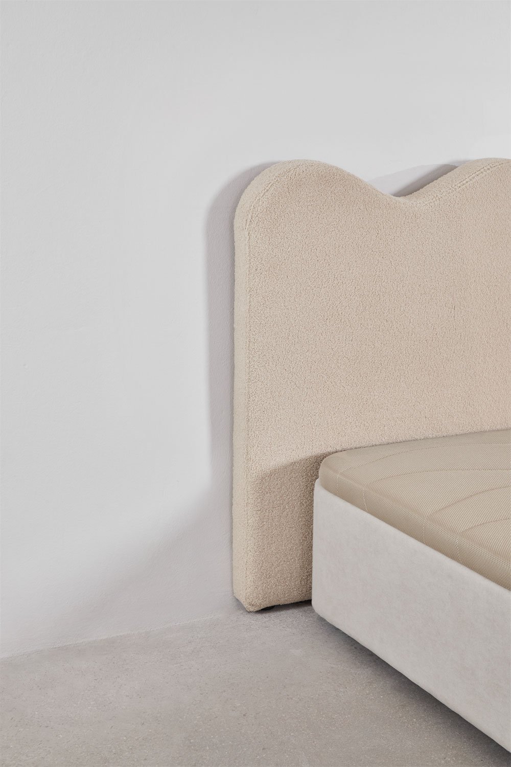 Bettkopfteil für 150cm beige-creme Plüschstoff Fausto, Galeriebild 9