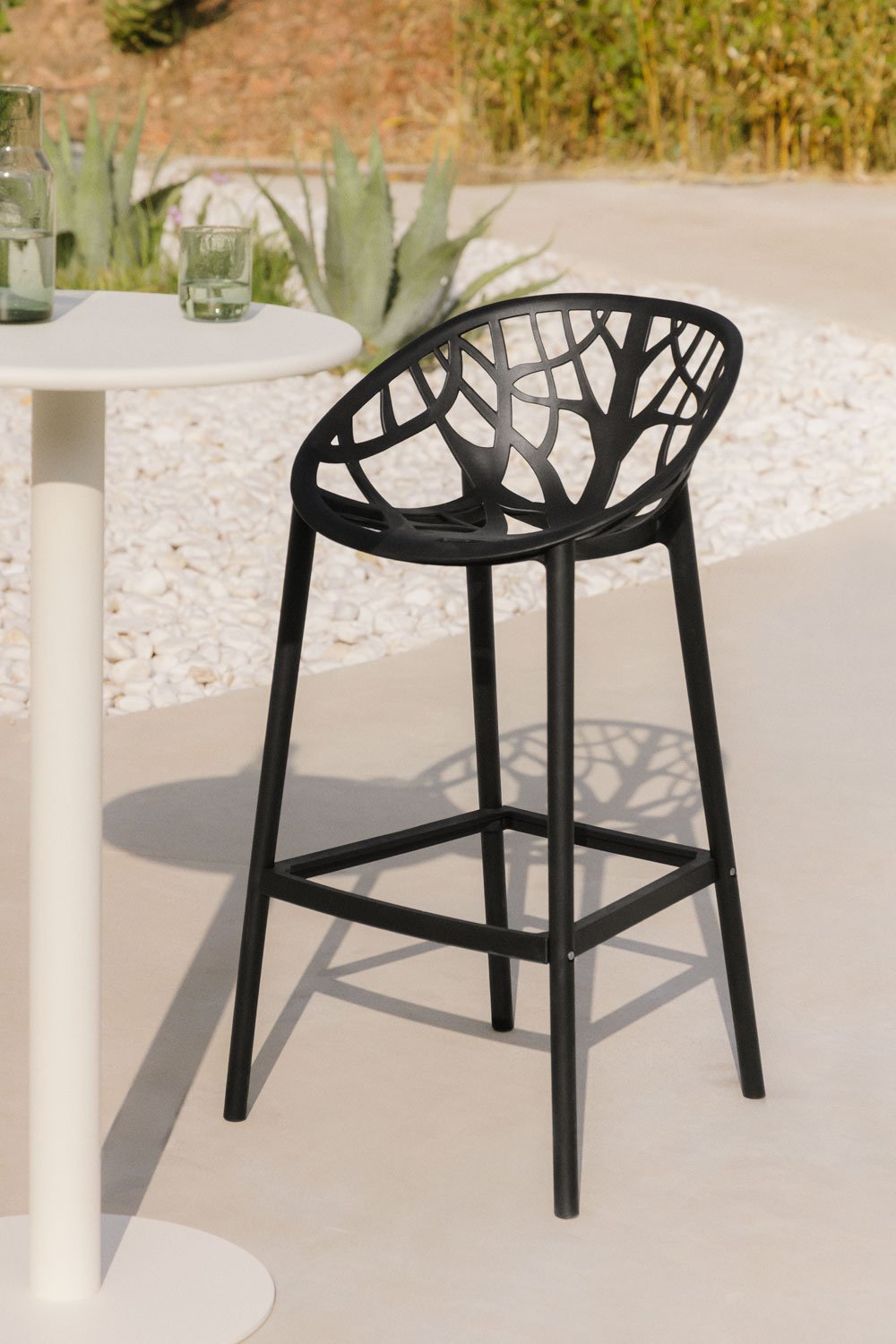 Garten Barhocker 75 cm aus beigem Polypropylen Tapioka Ores, Galeriebild 6