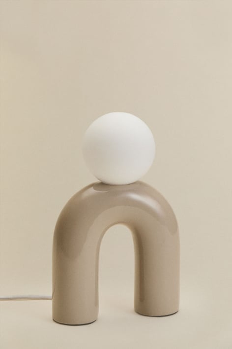 30cm Keramik-Tischlampe mit Margot-Glaskugel