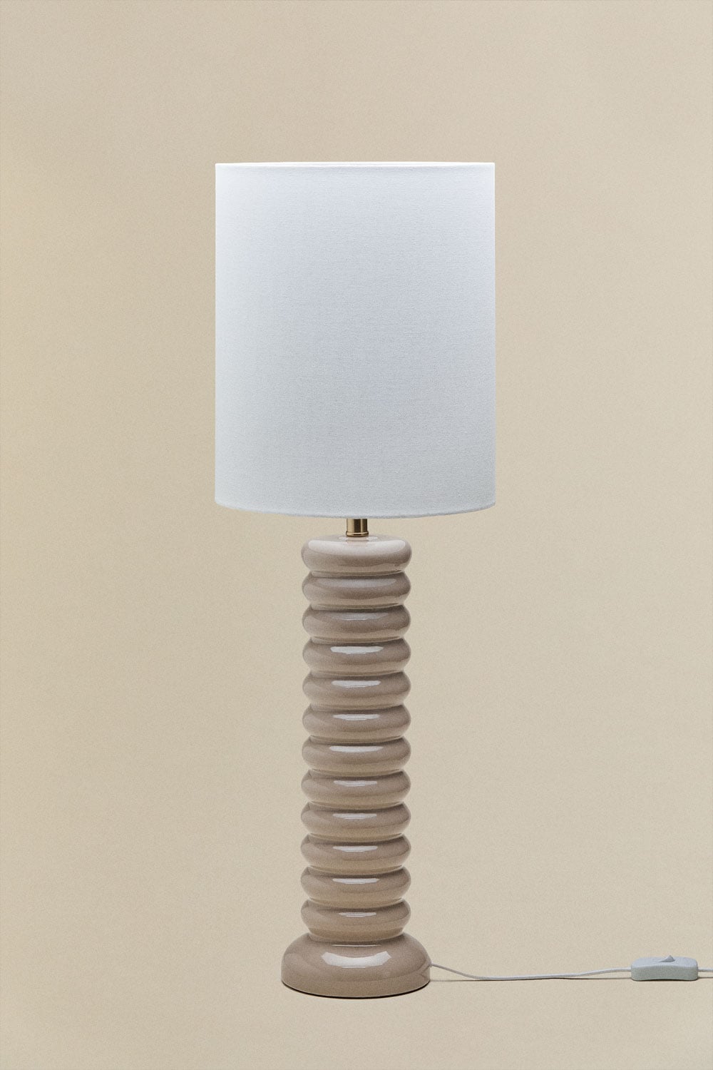 Boreto 75 cm Tischlampe aus Keramik und Leinen, Galeriebild 1