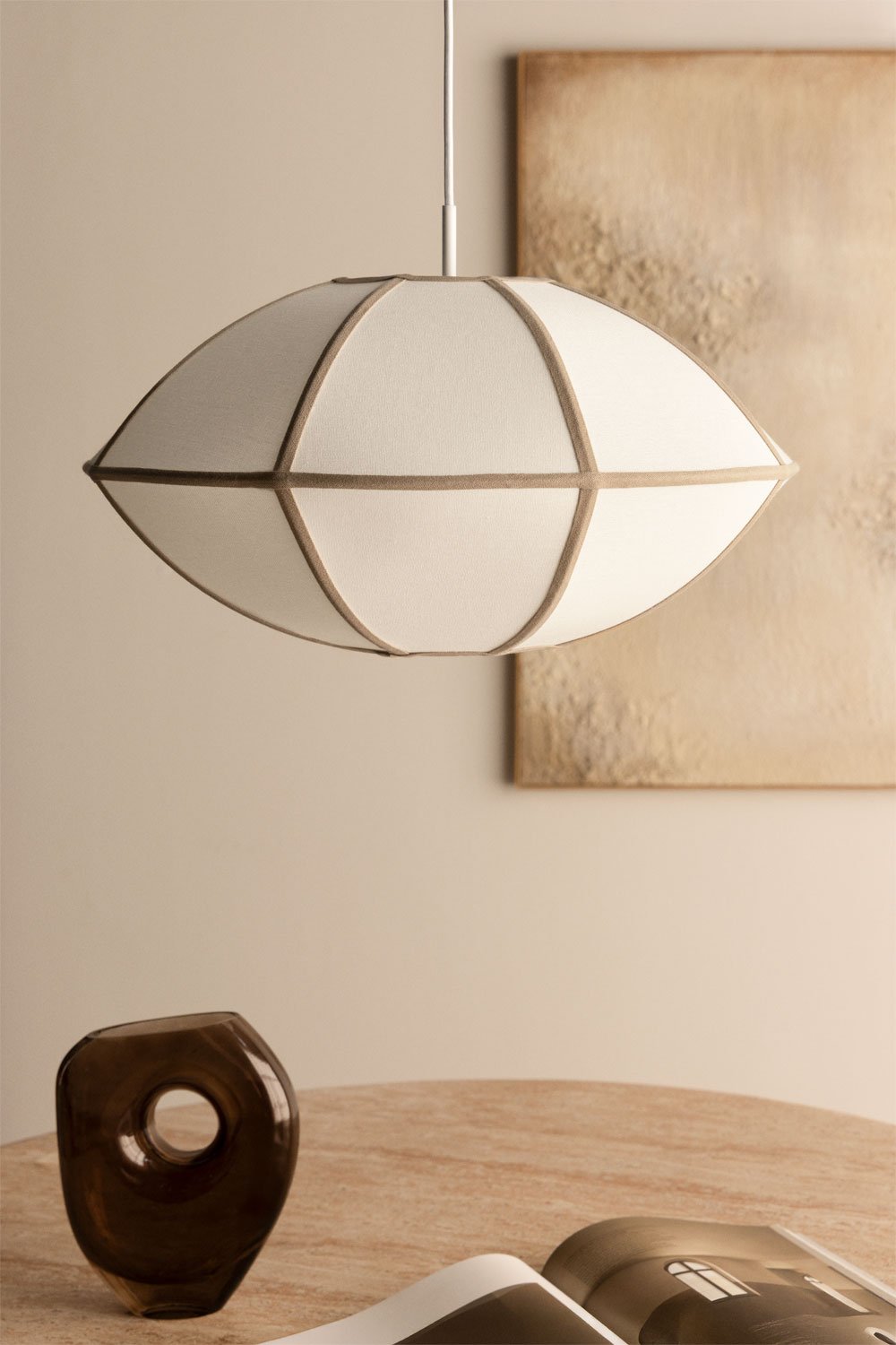 Deckenlampe Patraix aus Leinen, Galeriebild 1