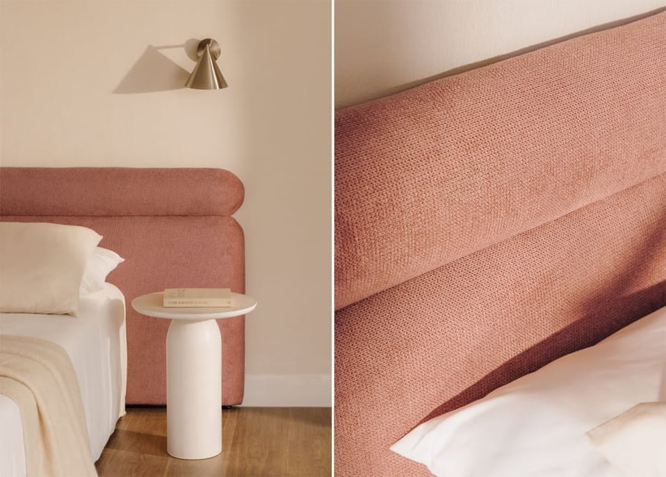 Bettkopfteil für 150cm aus weißem Stoff Cirene