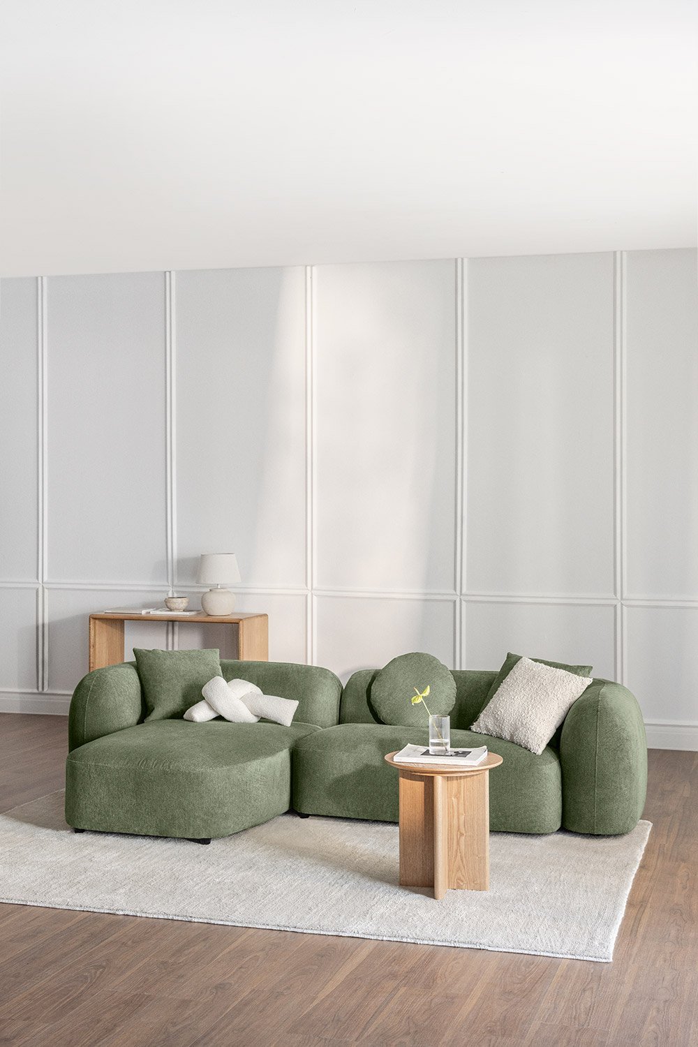 Modulares Sofa mit linker Chaiselongue aus 2 Teilen in Chenille Coco, Galeriebild 1