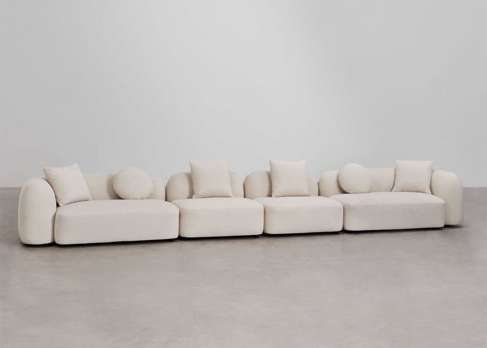 Modulares Sofa aus 4 Teilen in Chenille Coco - Dickes Weißes Chenille