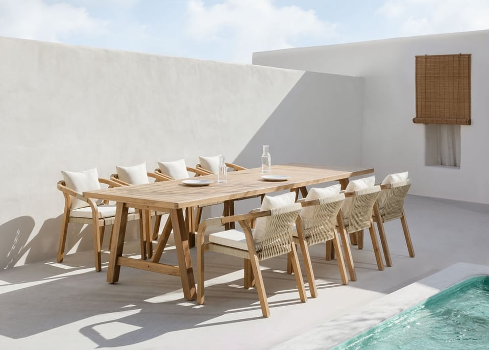 Rechteckiger Gartentisch aus Dubai-Akazienholz