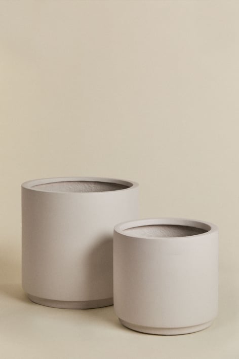 Set aus 2 Außenpflanzgefäßen Ø35 cm / Ø45 cm aus Poly-Stone Saturn