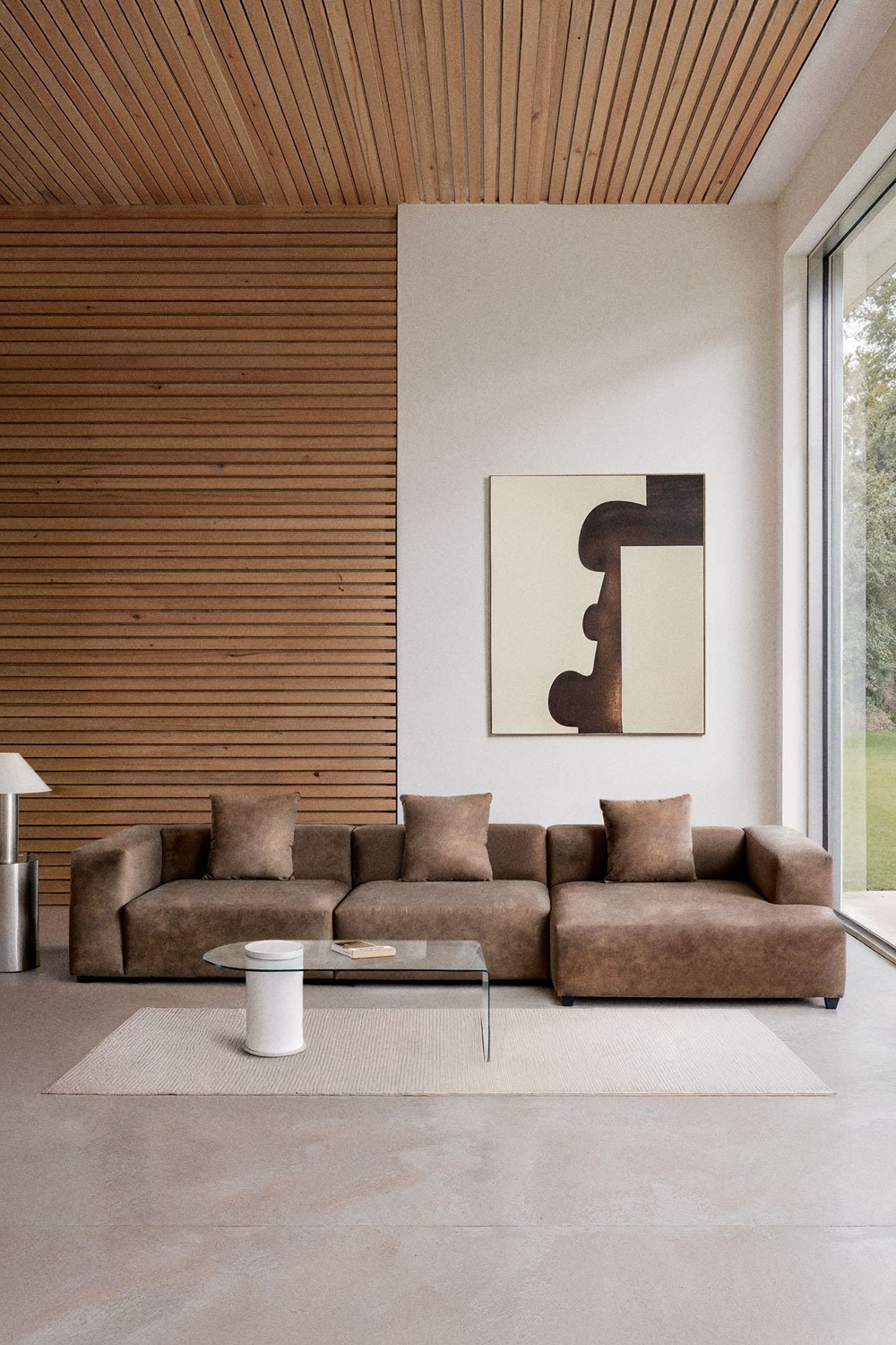 Modulares Sofa mit rechter Chaiselongue, 3-teilig (↔︎375 cm) mit hoher Armlehne Bruna, Galeriebild 1