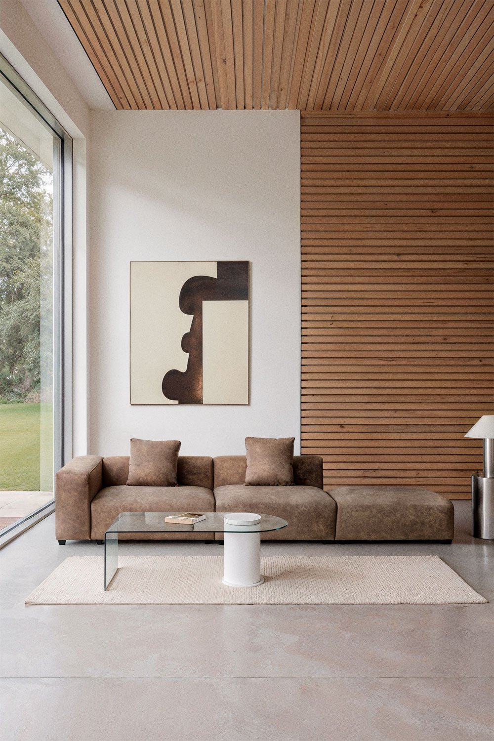 2-teiliges modulares Ecksofa mit hohem Armlehnen und Hocker ↔︎345 cm Bruna, Galeriebild 1