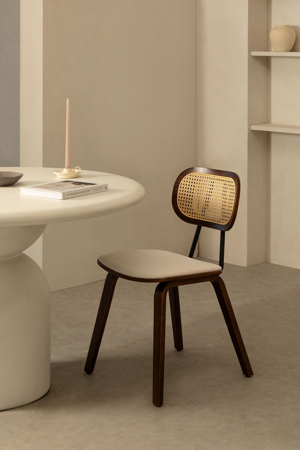 Kaylia Esszimmerstuhl aus Holz und Rattan, Galeriebild 1