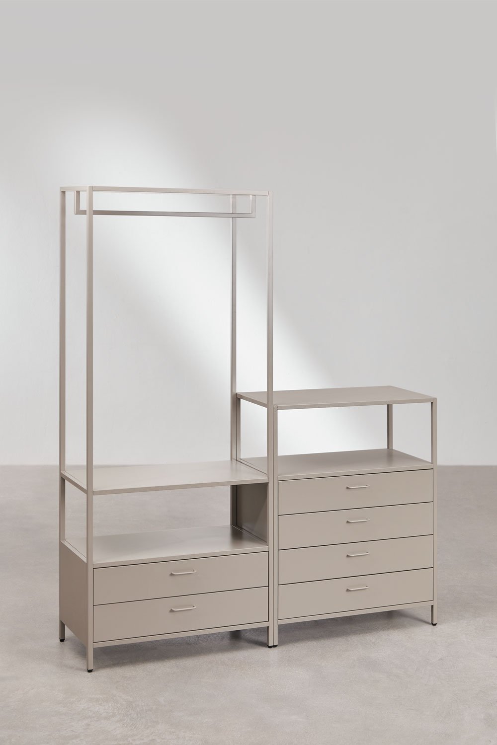 Janine 2-teiliger offener Modul-Kleiderschrank mit Kleiderstange und Schubladen, Galeriebild 4