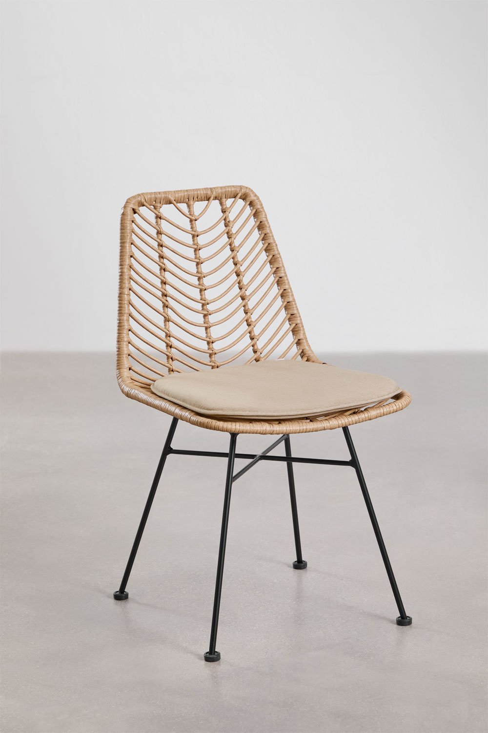 2er-Pack Esszimmerstühle aus natürlichem synthetischem Rattan von Gouda, Galeriebild 3