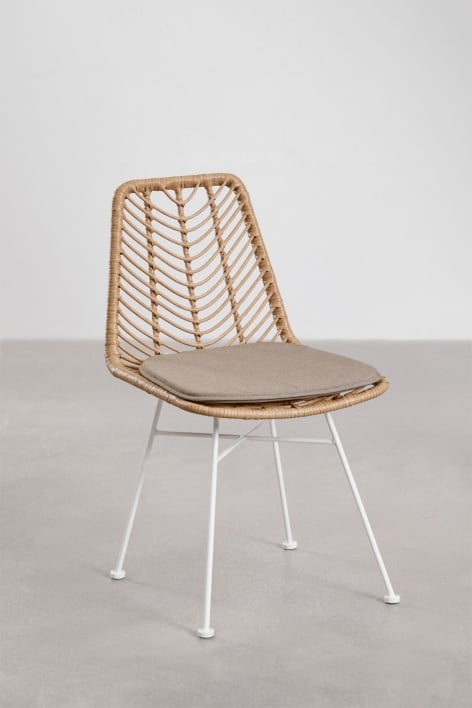 2er-Pack Esszimmerstühle aus natürlichem synthetischem Rattan von Gouda - Weiß