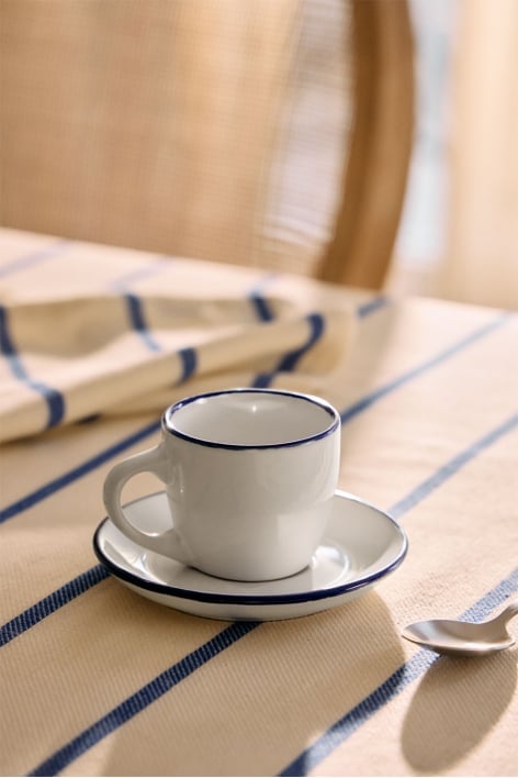 2er-Pack Ronilena Kaffeetassen mit Untertassen aus Steinzeug, 9 cl