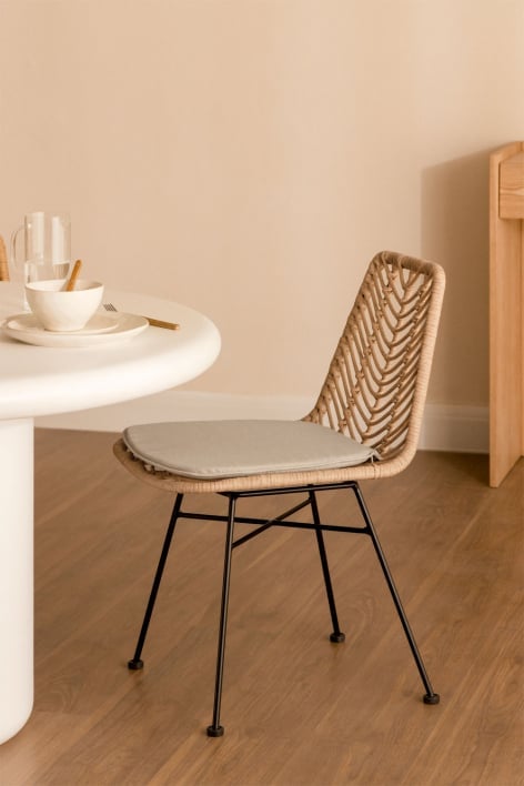 Gouda Natural Esszimmerstuhl aus synthetischem Rattan - Schwarz