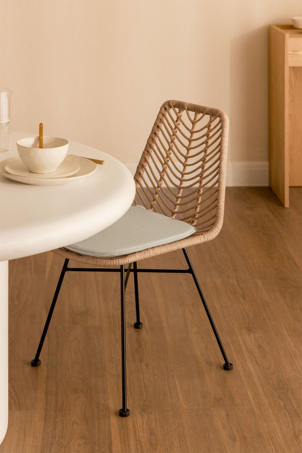 4er-Pack Esszimmerstühle aus natürlichem synthetischem Rattan von Gouda, Galeriebild 1