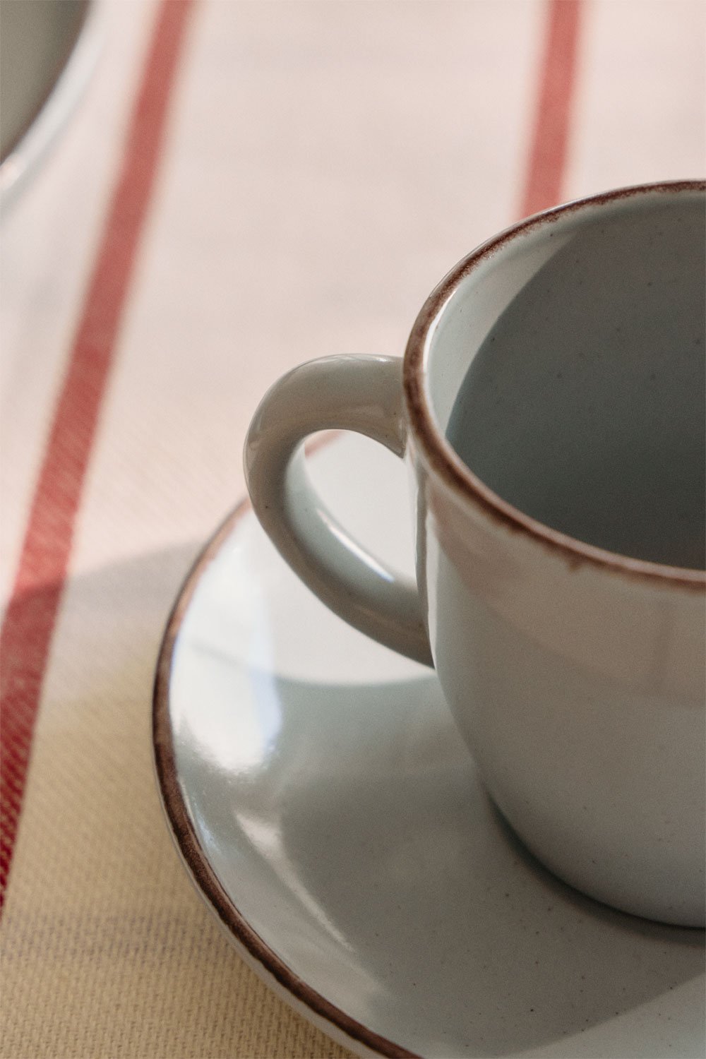 2er-Pack Ronilena Kaffeetassen mit Untertassen aus Steinzeug, 22 cl, Galeriebild 2