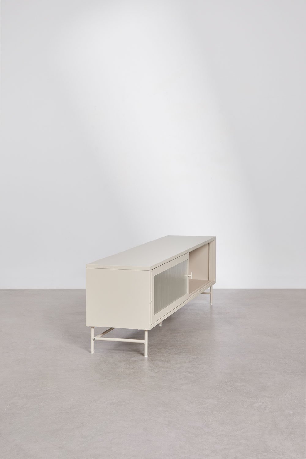 TV-Möbel 180x40 cm aus Stahl und Glas Paoline, Galeriebild 4