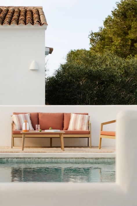 Kaela 3-Sitzer-Gartensofa aus Akazienholz und geflochtenem Seil