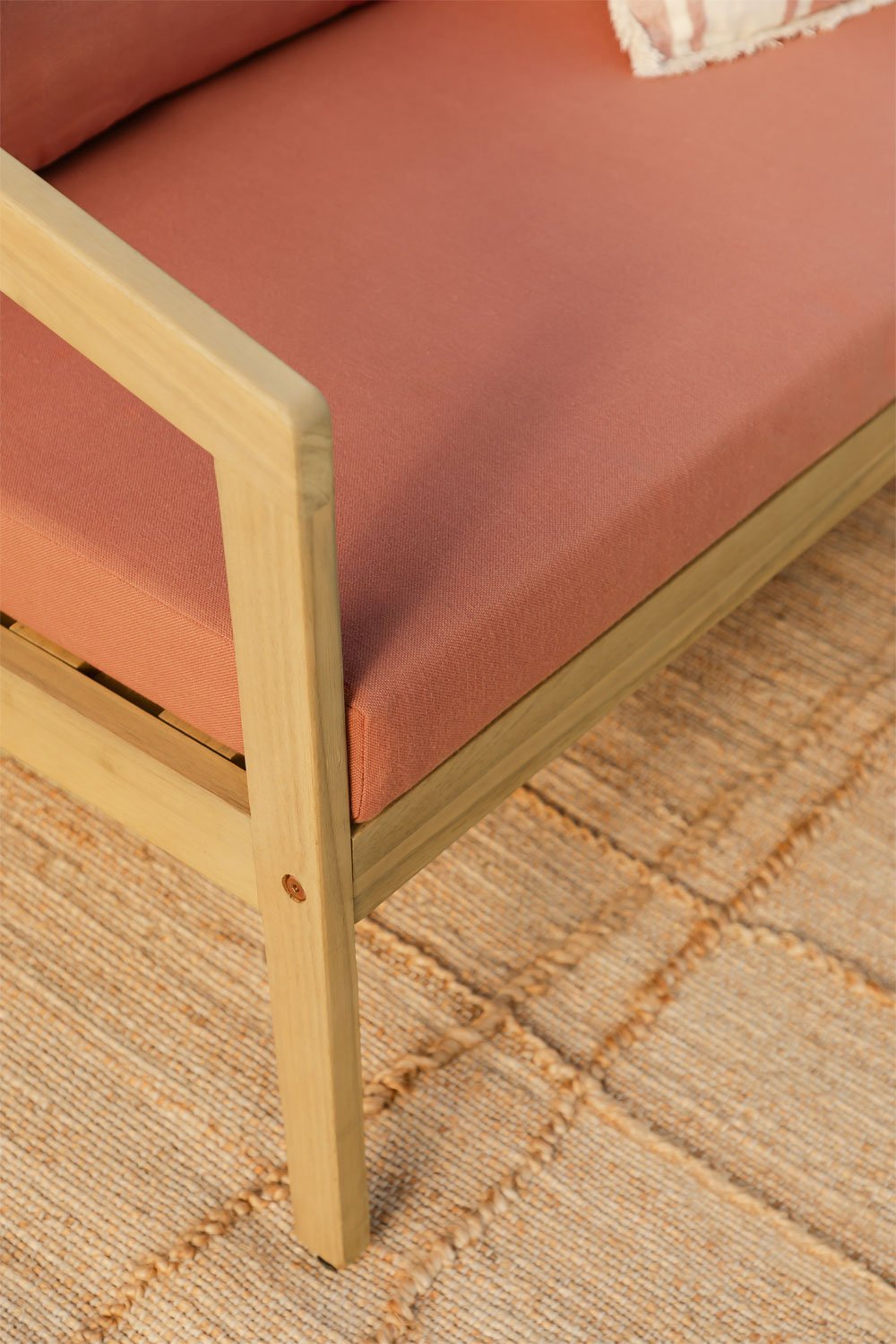 Gartenset mit 2-Sitzer-Sofa, 2 Sesseln und Couchtisch aus Akazienholz und geflochtenem Seil Kaela, Galeriebild 2