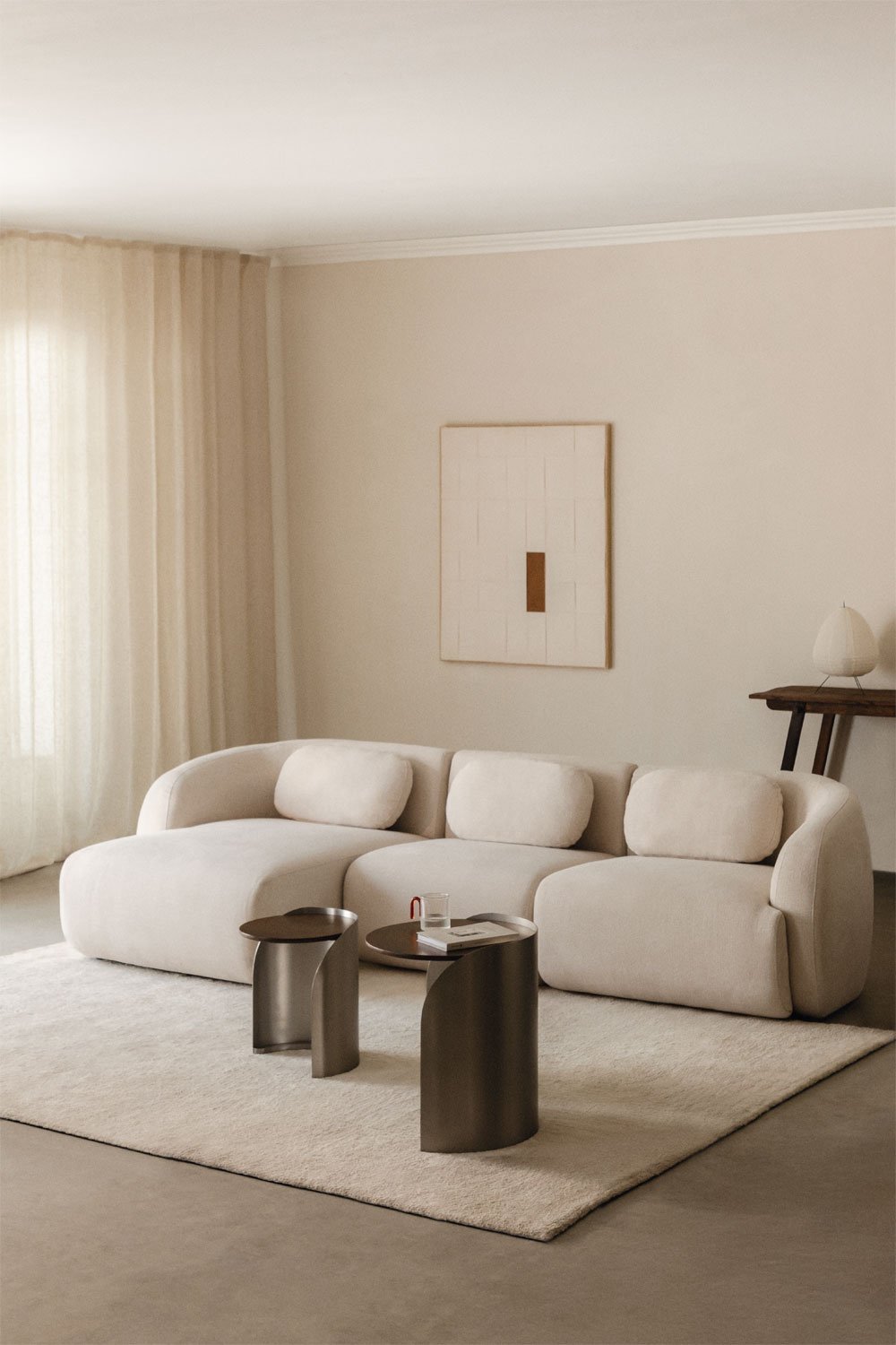 3-teiliges modulares Chenille-Sofa Coquette mit Chaiselongue links, Galeriebild 1